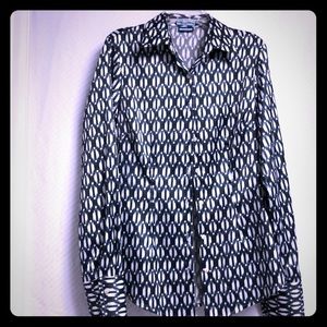 Blue print Hawes & Curtis hipster blouse